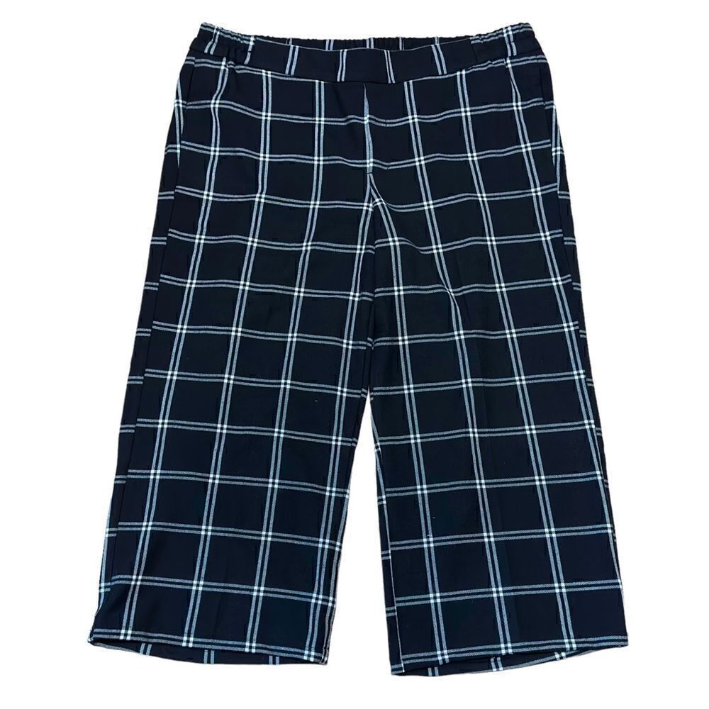 Old Navy Black & White Window Pane Wide Leg Capri Pants XLARGE